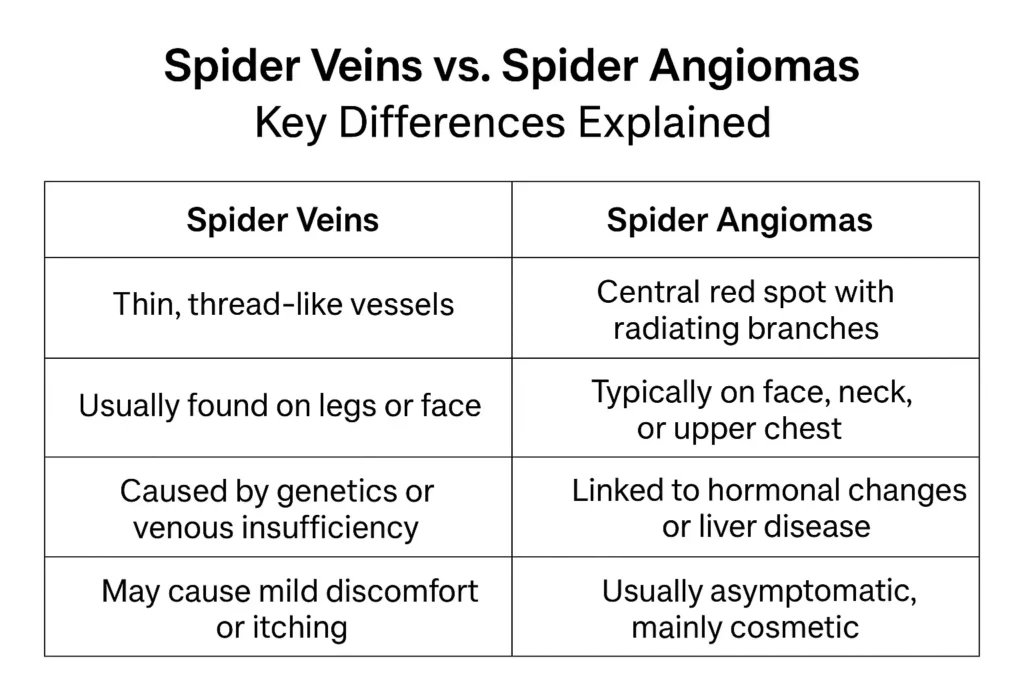 Professionals Distinguish Between Spider Veins and Spider Angiomas Brackley Brackley